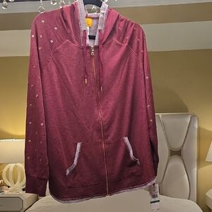 Ruby Rd. Burgundy Hoodie with Gold Details